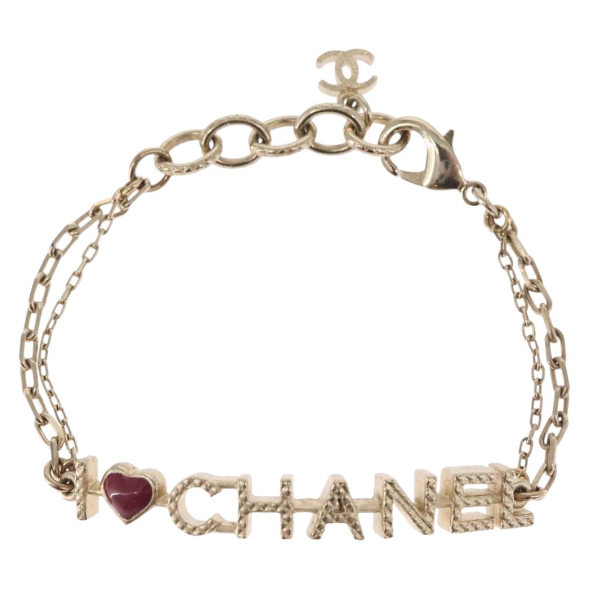 CHANEL Bracelet metal Champagne Gold CC Auth 165930SM