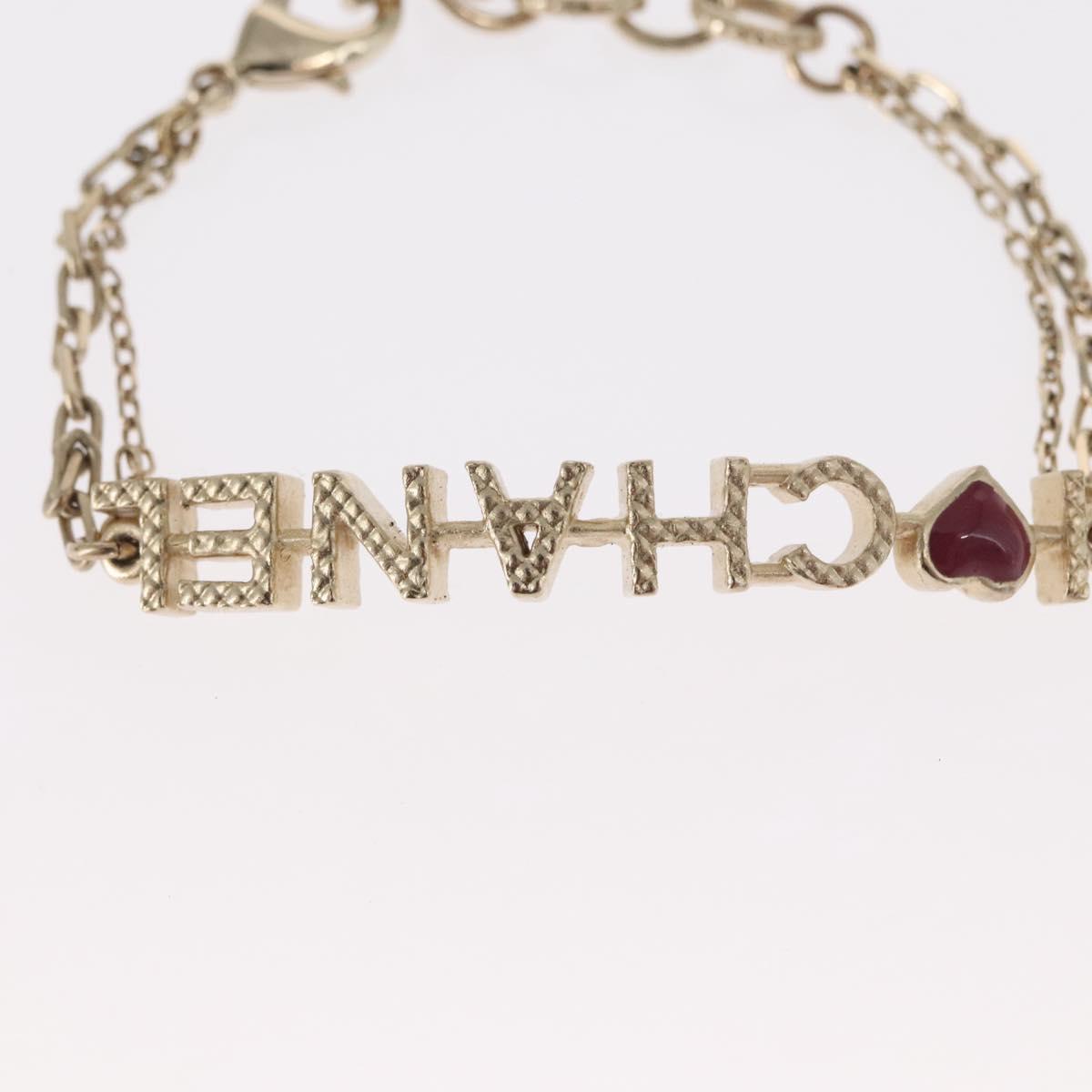 CHANEL Bracelet metal Champagne Gold CC Auth 165930SM