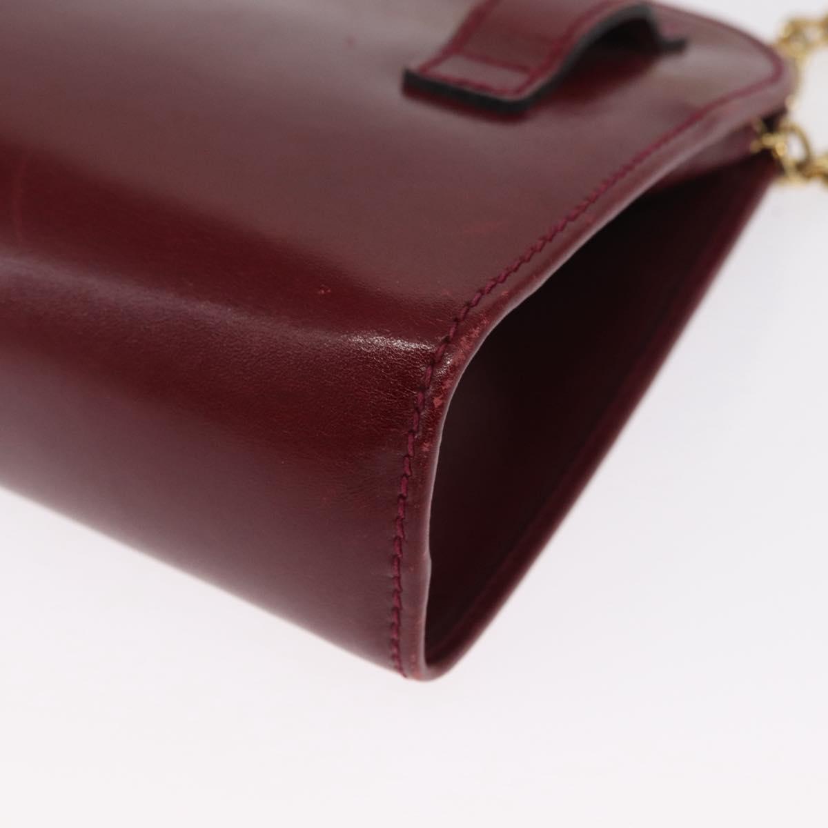 Salvatore Ferragamo Gancini Chain Shoulder Bag Leather Red Gold Auth 165934