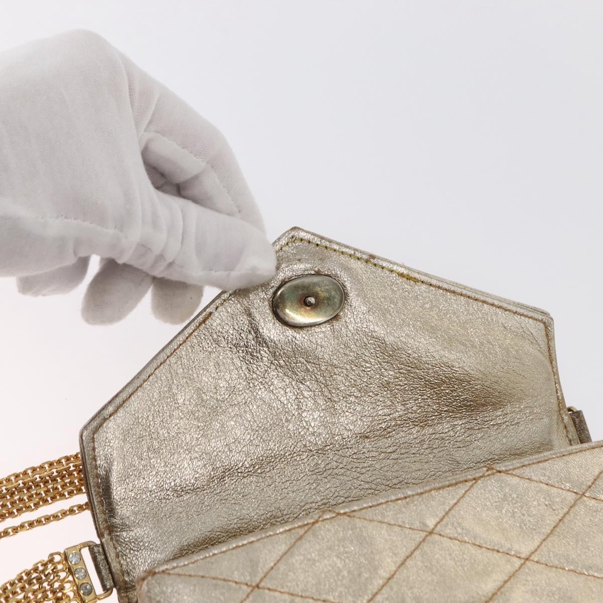 CHANEL Matelasse Single Flap Chain Shoulder Bag Leather Gold CC Auth 165938V