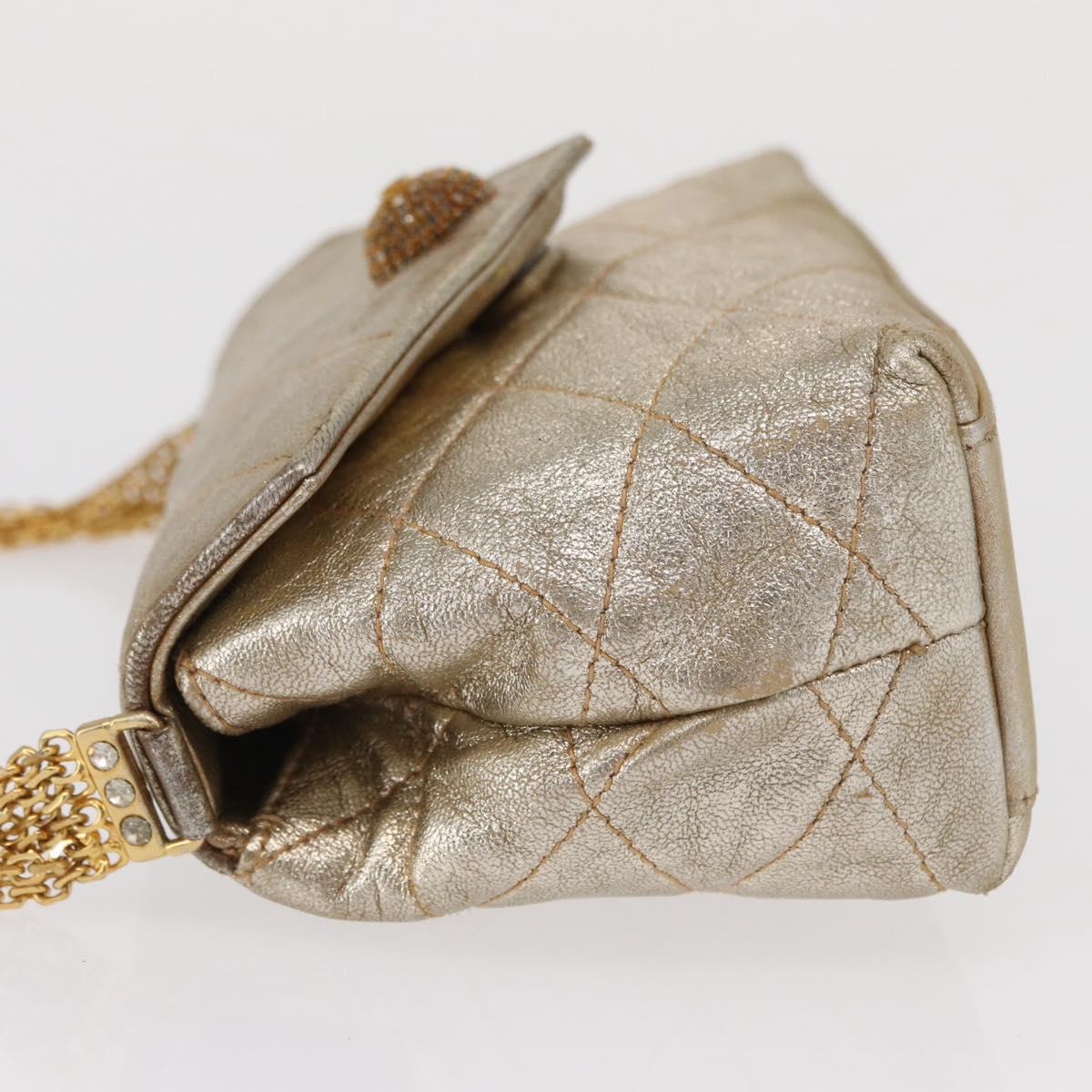 CHANEL Matelasse Single Flap Chain Shoulder Bag Leather Gold CC Auth 165938V
