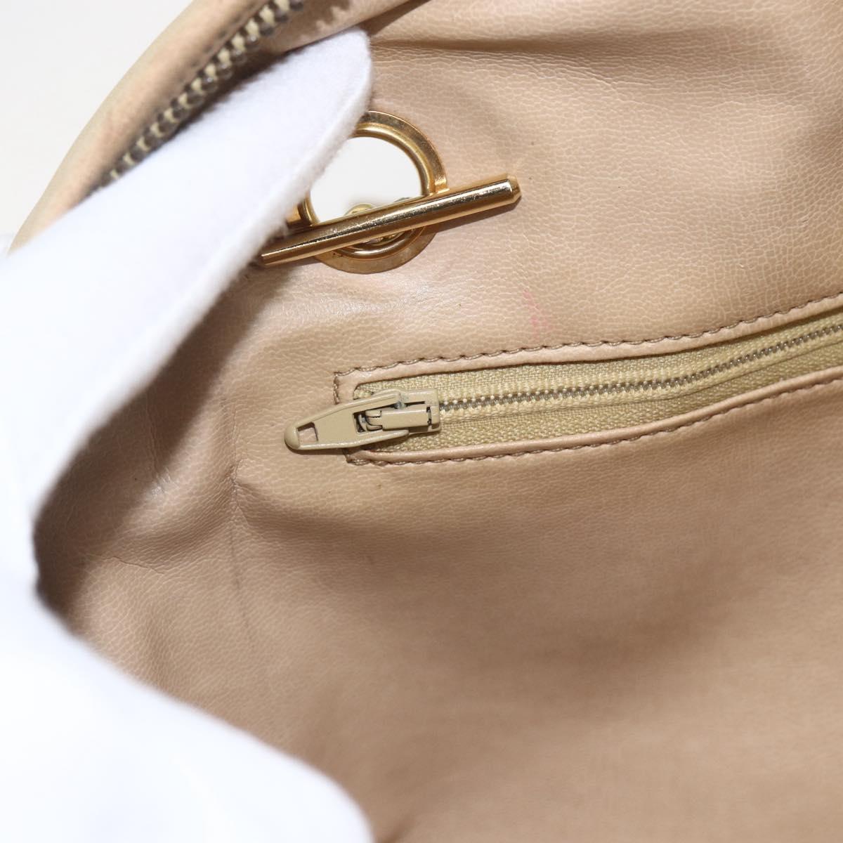 CHANEL Chain Shoulder Bag Lamb Skin Beige Gold CC Auth 165944