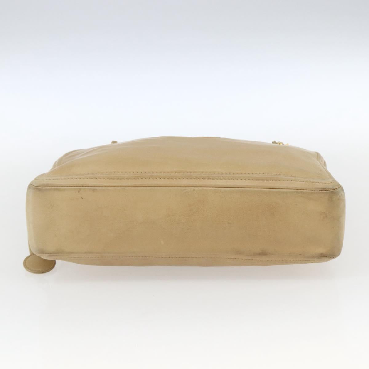 CHANEL Chain Shoulder Bag Lamb Skin Beige Gold CC Auth 165944
