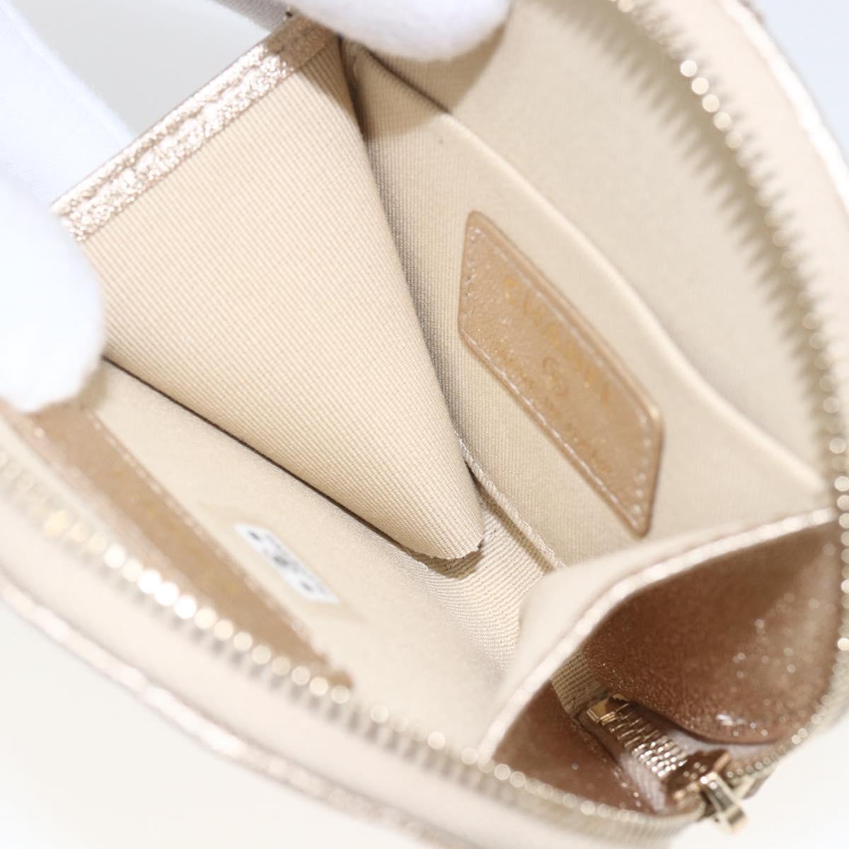 CHANEL Matelasse Air Pods case Coin Purse Lamb Skin Gold CC Auth 165948SM