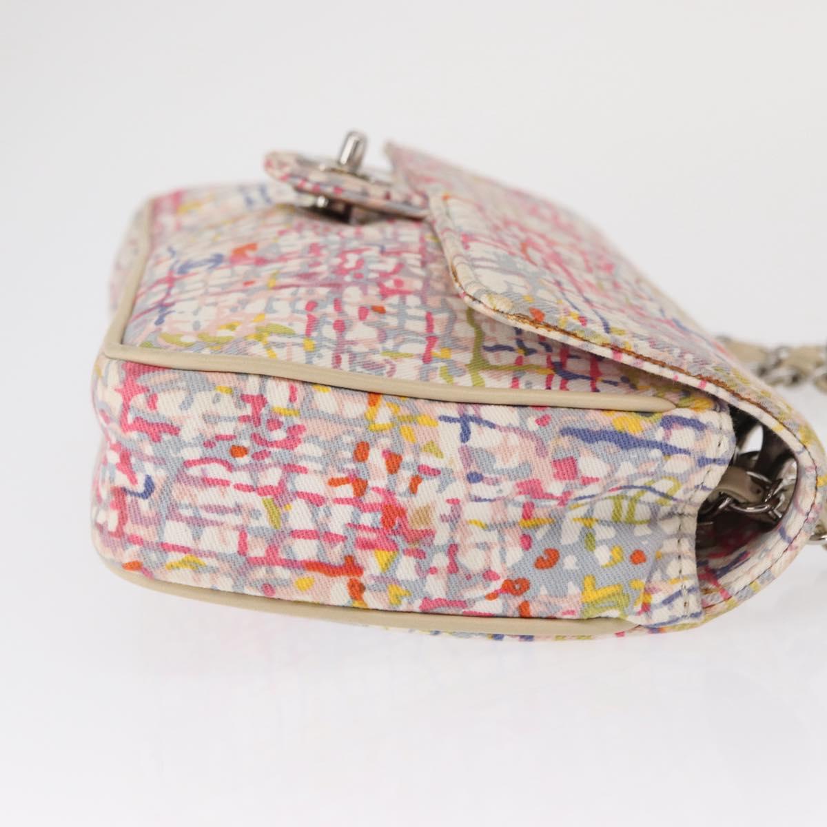 CHANEL Matelasse 25 Chain Shoulder Bag Canvas Multicolor Silver CC Auth 165952SM