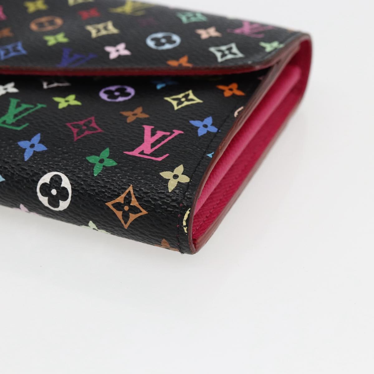 LOUIS VUITTON Multicolor Portefeiulle Sarah Wallet Black M60668 LV Auth 165955V
