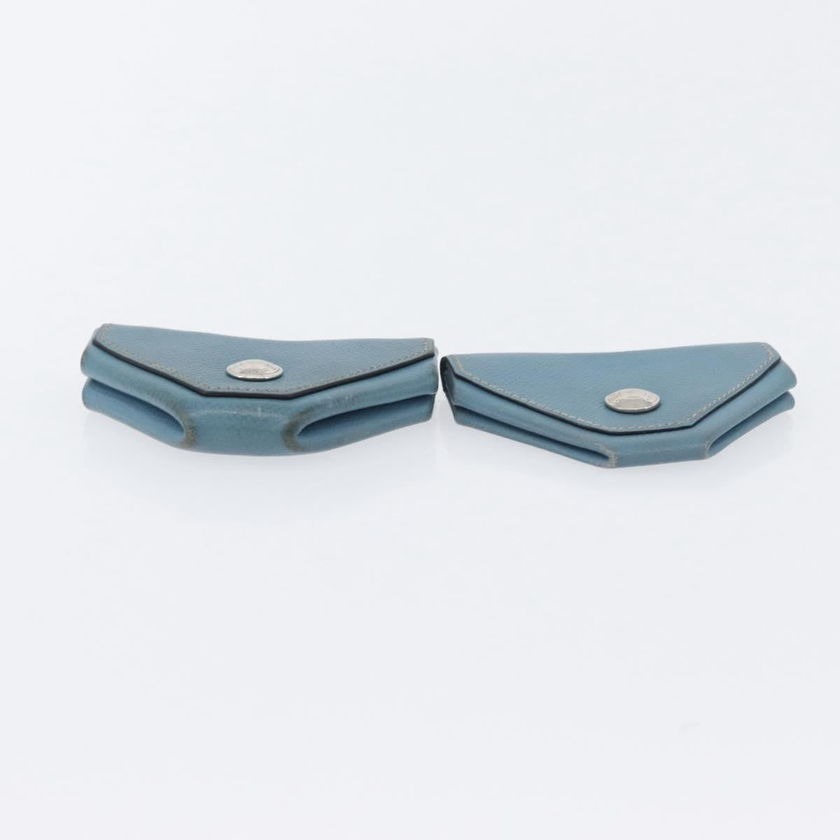 HERMES Van Cator Coin Purse Leather 4 Set Light Blue Orange white Auth 165957