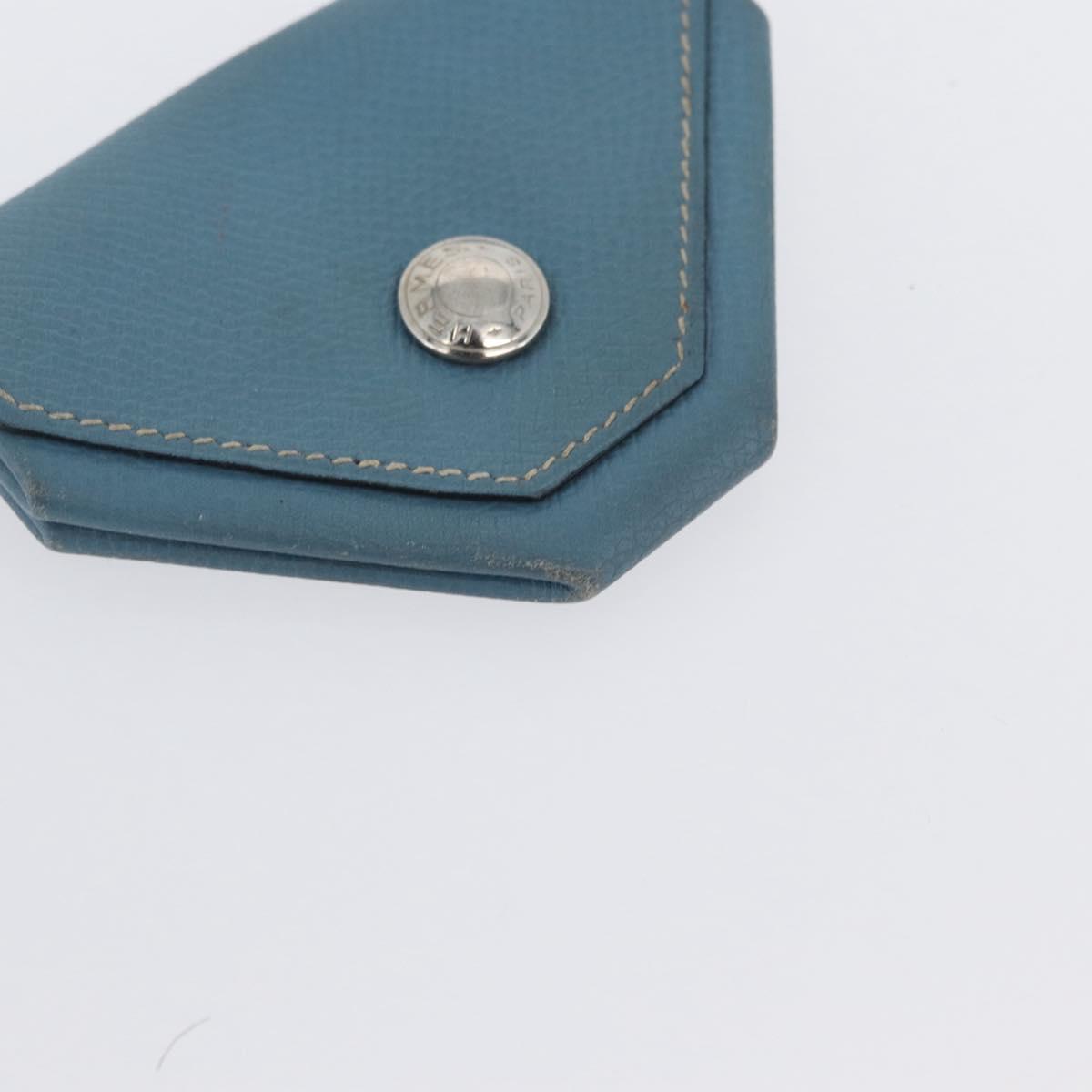 HERMES Van Cator Coin Purse Leather 4 Set Light Blue Orange white Auth 165957