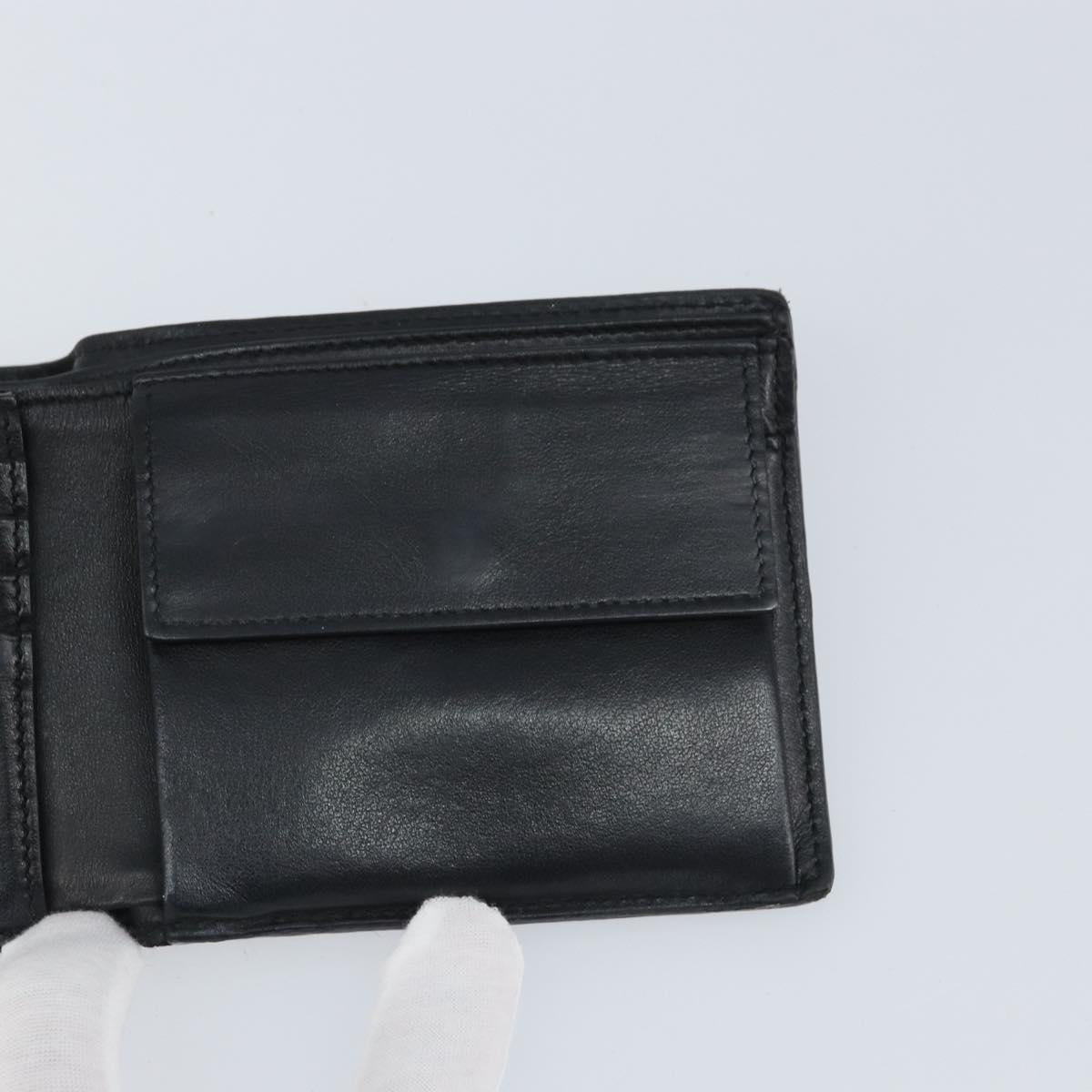 SAINT LAURENT Compact Wallet Leather Black Auth 165962