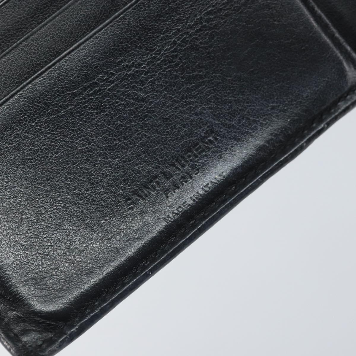 SAINT LAURENT Compact Wallet Leather Black Auth 165962