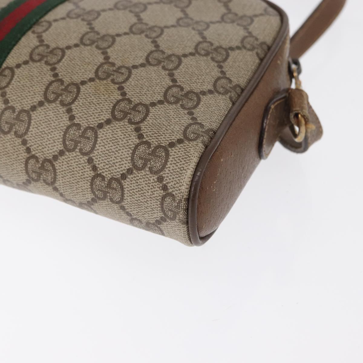 GUCCI GG Supreme Web Sherry Line Bag PVC Beige Gold 89 02 055 Auth 165970
