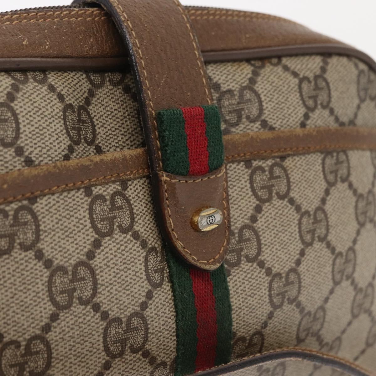 GUCCI GG Supreme Web Sherry Line Bag PVC Beige Gold 89 02 055 Auth 165970