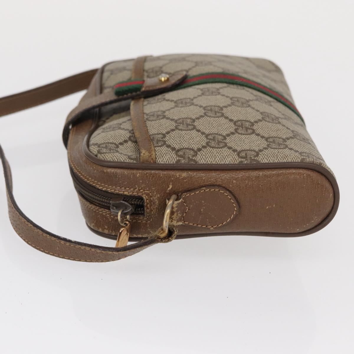 GUCCI GG Supreme Web Sherry Line Bag PVC Beige Gold 89 02 055 Auth 165970