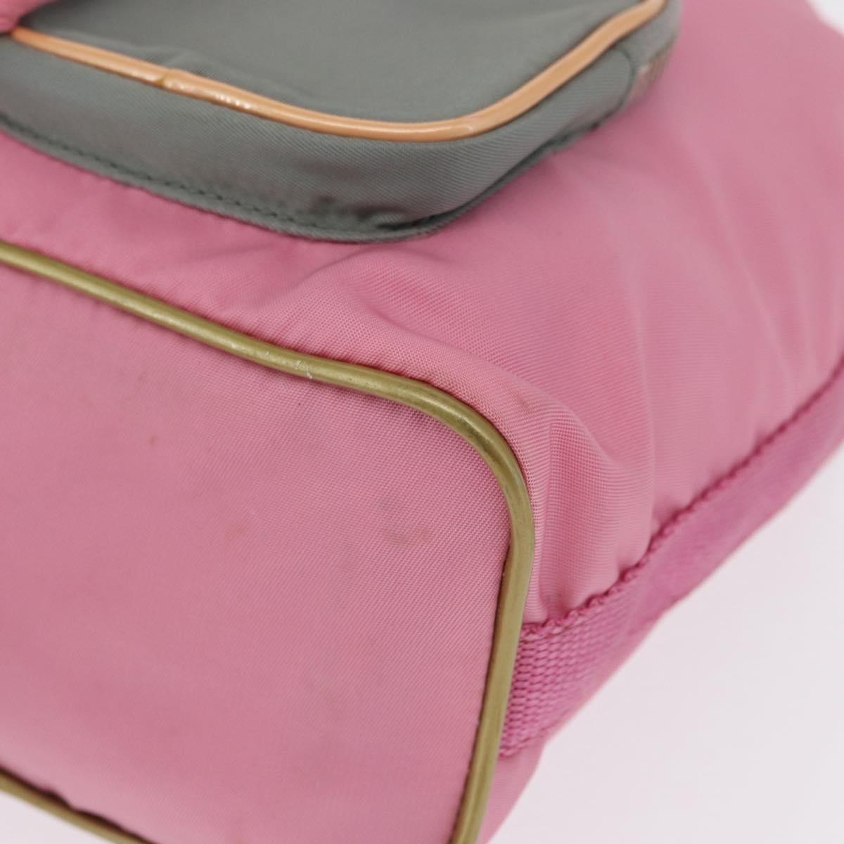 PRADA Hand Bag Nylon Pink Gold Auth 165974