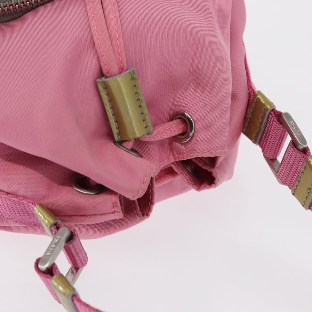 PRADA Hand Bag Nylon Pink Gold Auth 165974