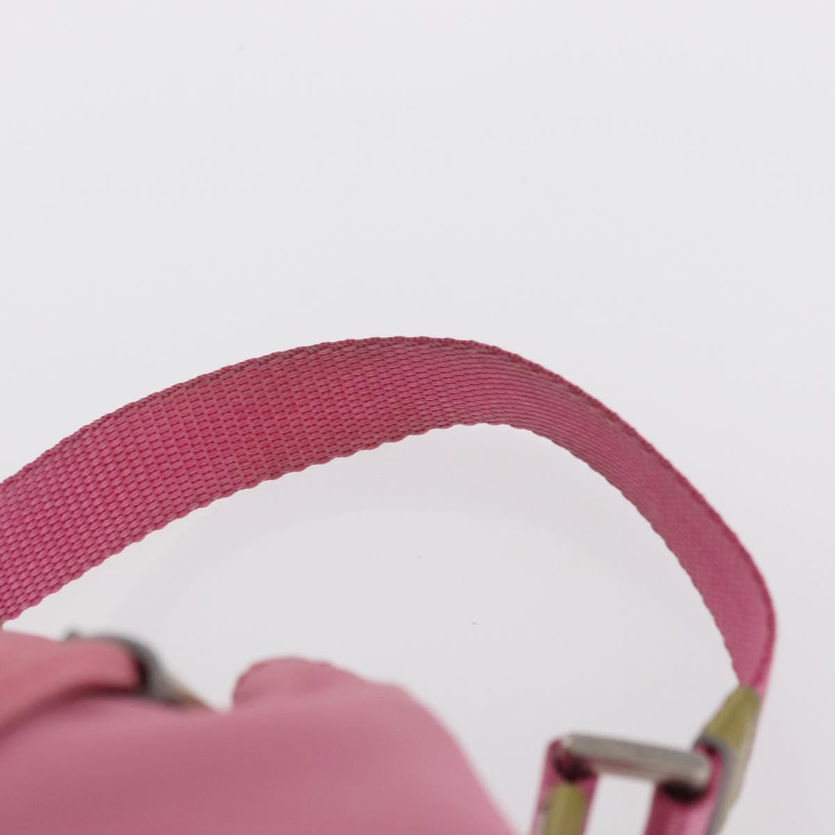 PRADA Hand Bag Nylon Pink Gold Auth 165974