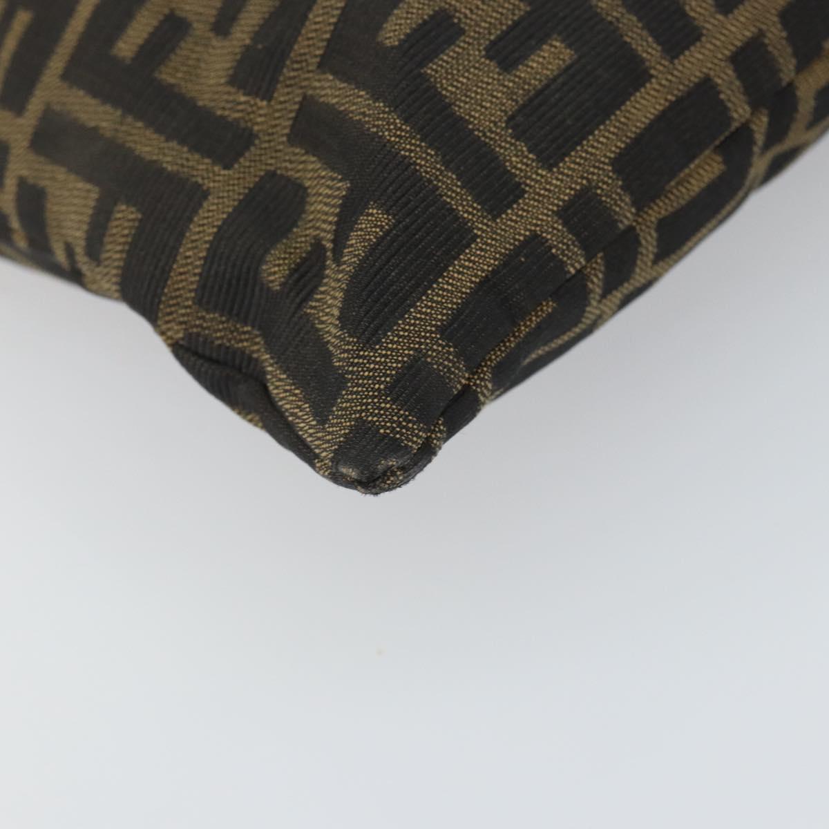 FENDI Zucca Canvas Mamma Tote Bag Black Brown Auth 165975