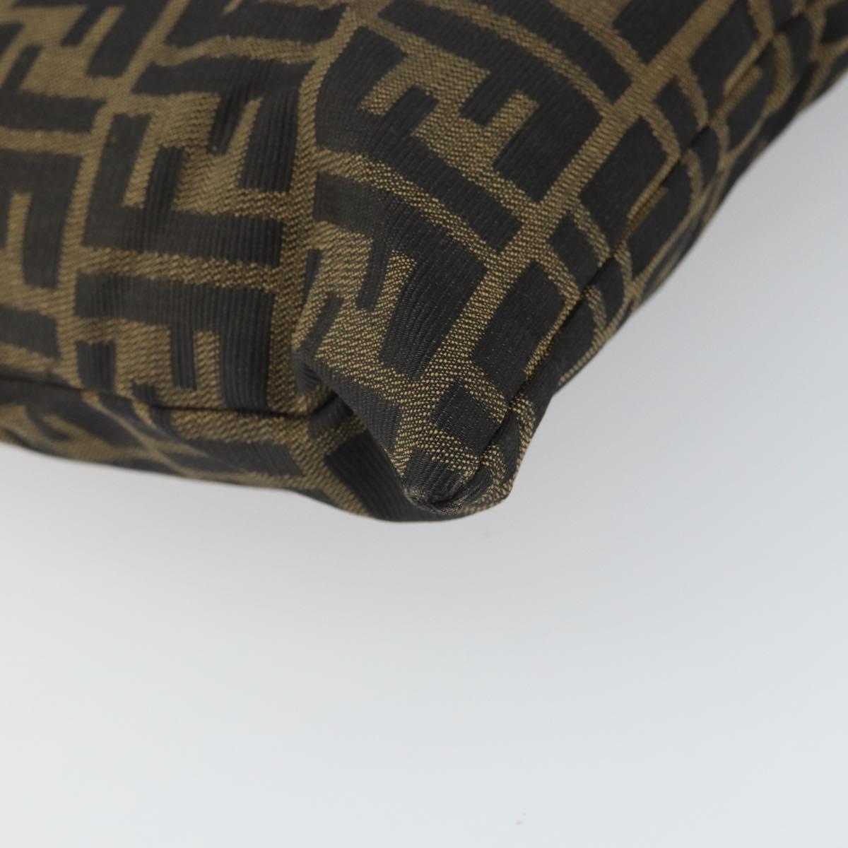 FENDI Zucca Canvas Mamma Tote Bag Black Brown Auth 165975