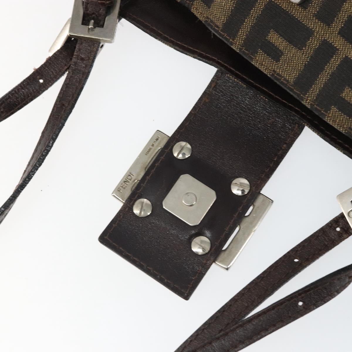 FENDI Zucca Canvas Mamma Tote Bag Black Brown Auth 165975