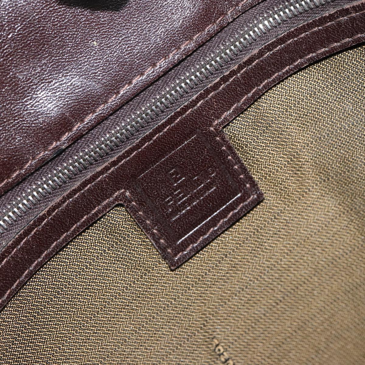 FENDI Zucca Canvas Mamma Tote Bag Black Brown Auth 165975