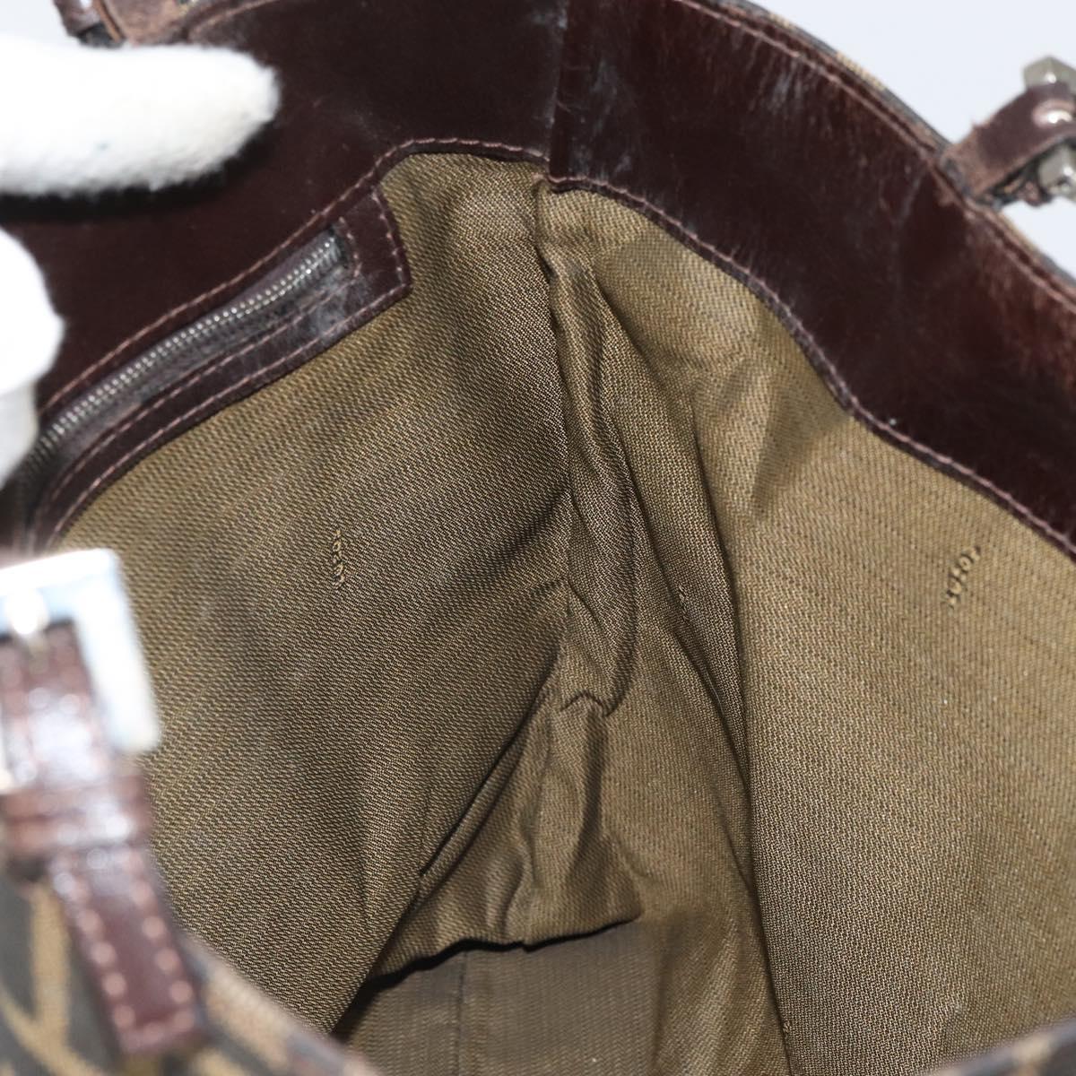 FENDI Zucca Canvas Mamma Tote Bag Black Brown Auth 165975