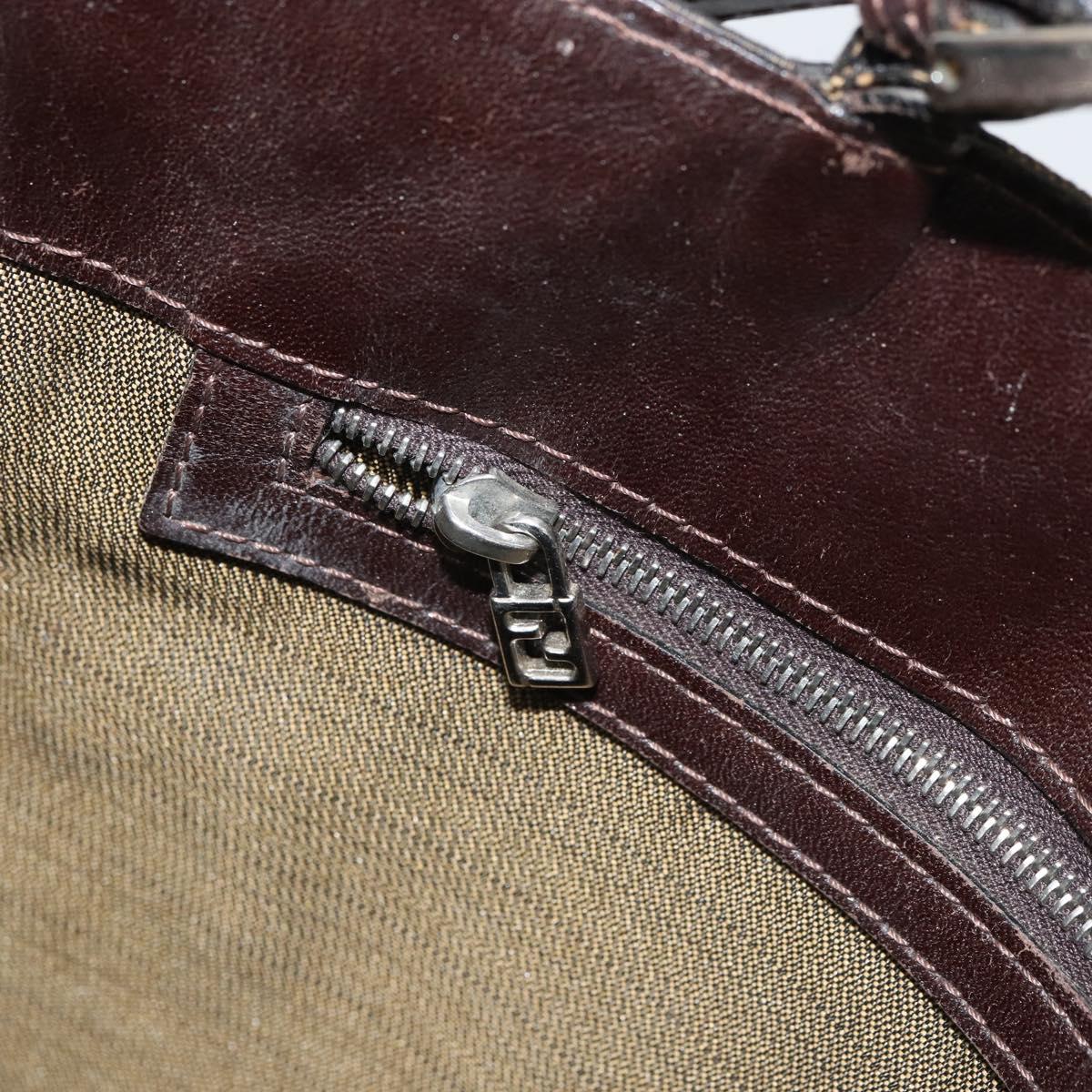 FENDI Zucca Canvas Mamma Tote Bag Black Brown Auth 165975