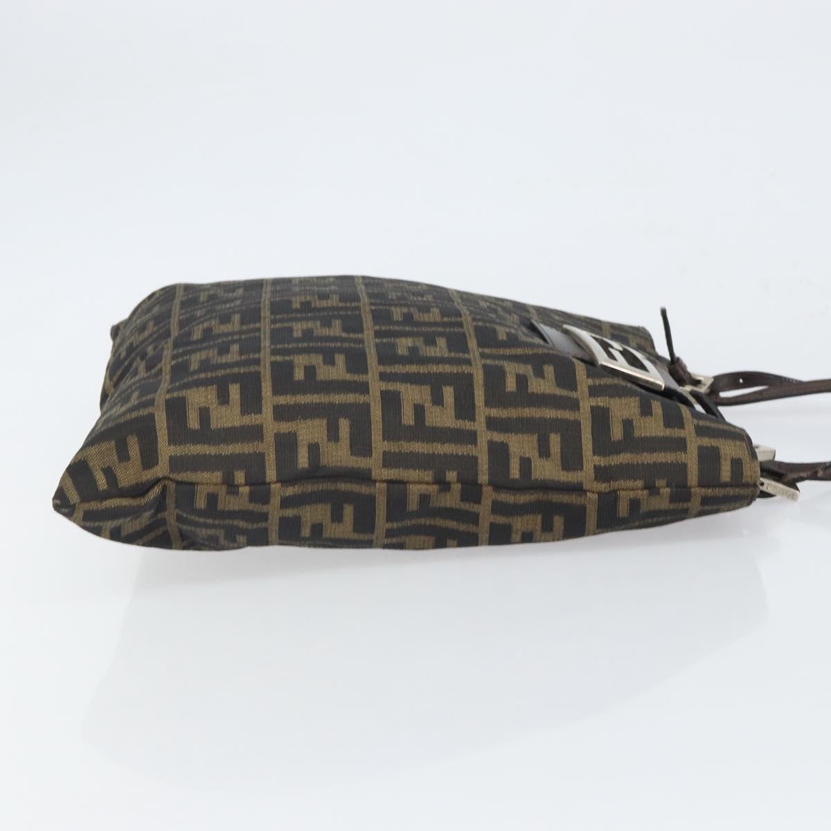 FENDI Zucca Canvas Mamma Tote Bag Black Brown Auth 165975