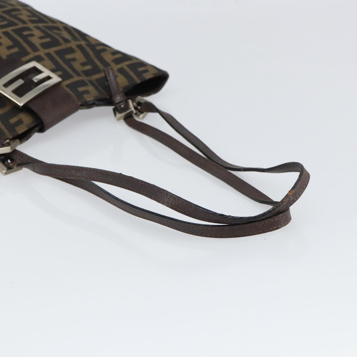 FENDI Zucca Canvas Mamma Tote Bag Black Brown Auth 165975