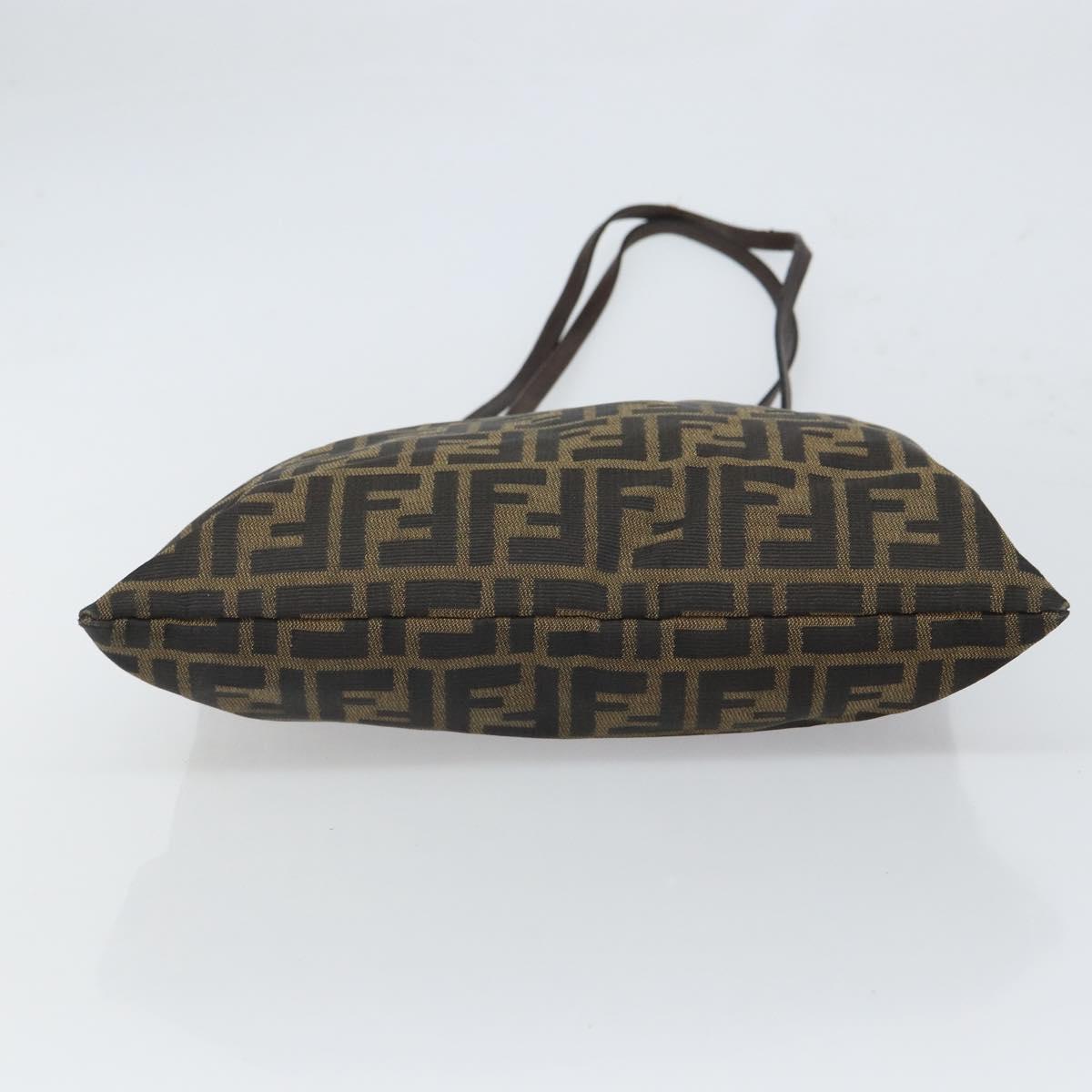 FENDI Zucca Canvas Mamma Tote Bag Black Brown Auth 165975