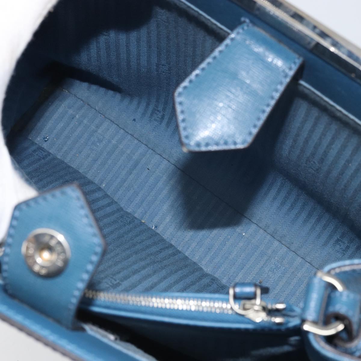FENDI To joule Hand Bag Leather 2way Blue Gold Auth 165976