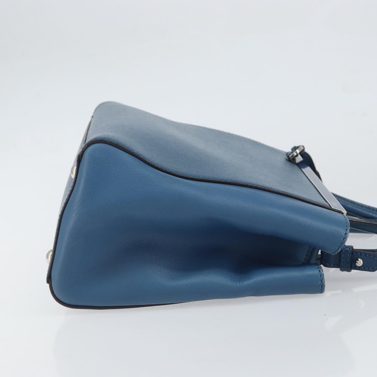 FENDI To joule Hand Bag Leather 2way Blue Gold Auth 165976