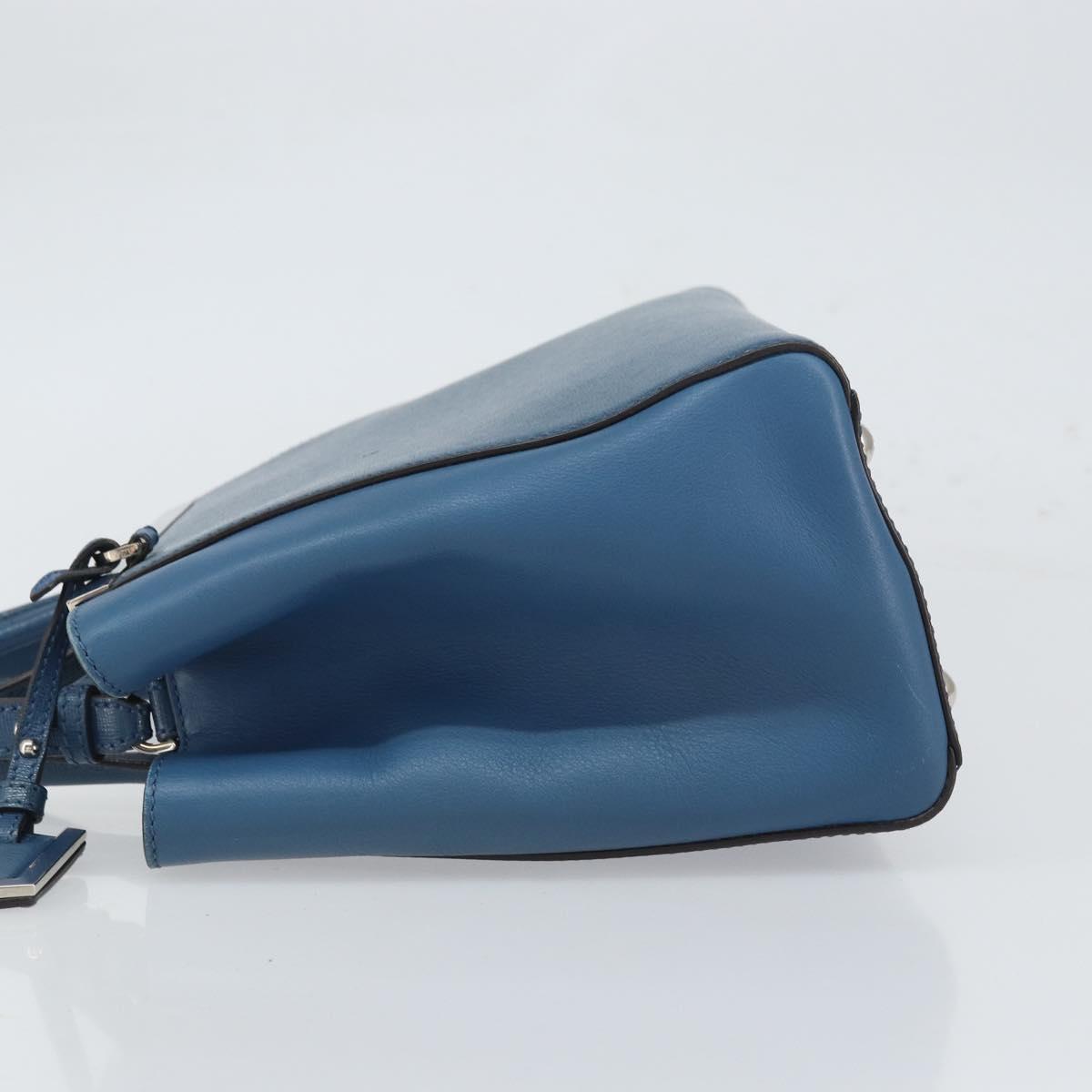 FENDI To joule Hand Bag Leather 2way Blue Gold Auth 165976