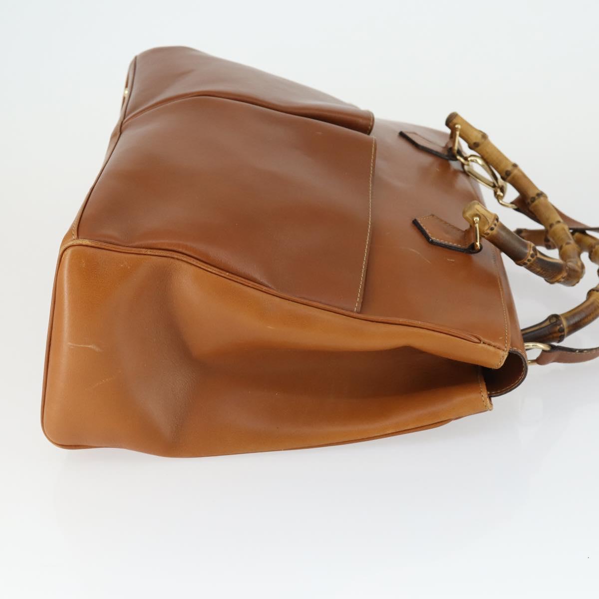GUCCI Bamboo Hand Bag Leather 2way Brown Gold 002 123 0322 Auth 165977