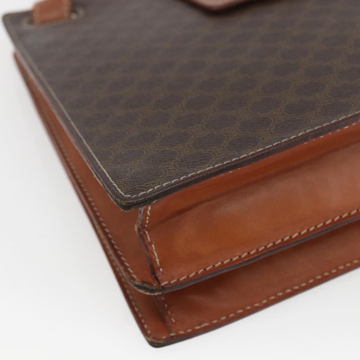 CELINE Macadam Canvas Shoulder Bag PVC Leather Brown Gold Auth 165981