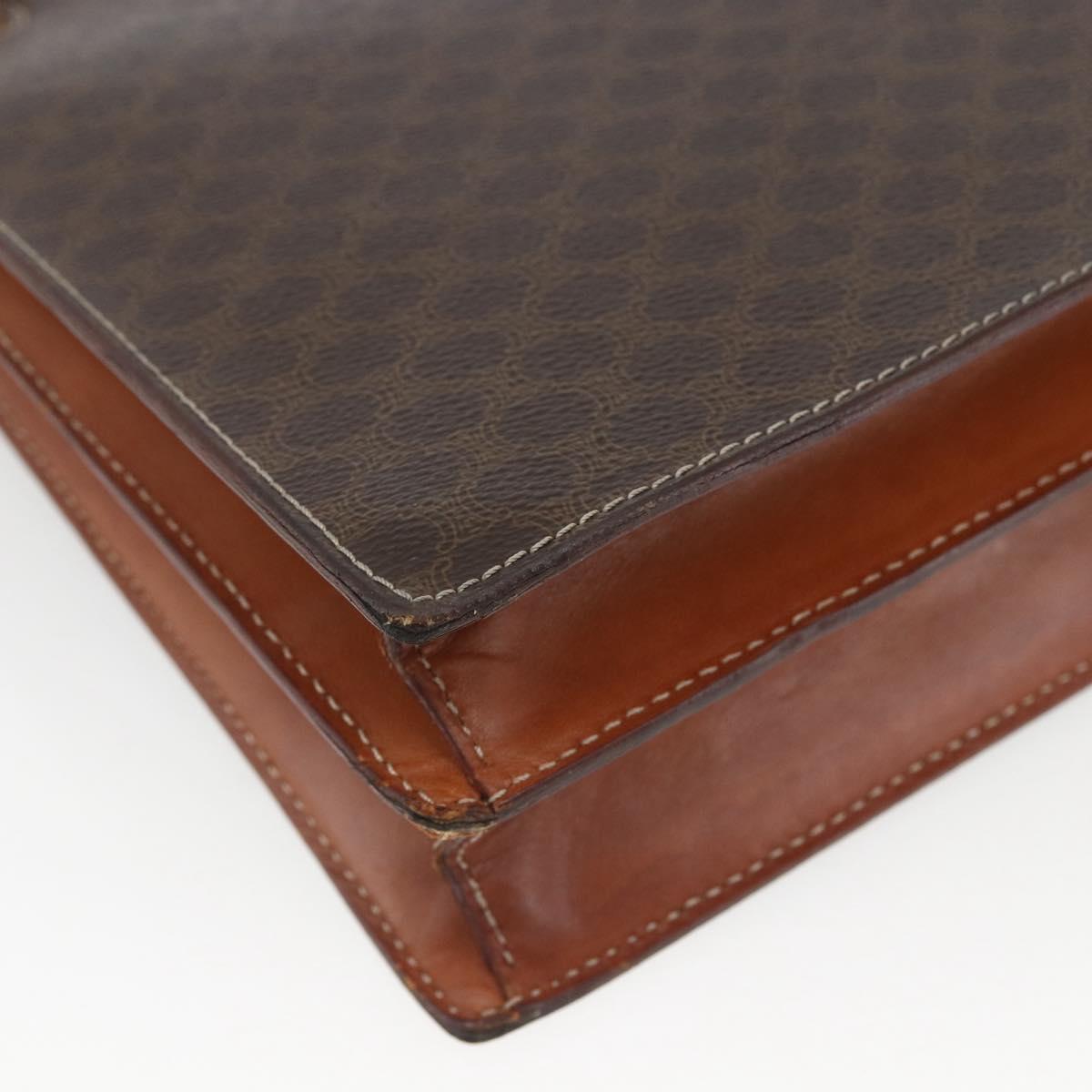 CELINE Macadam Canvas Shoulder Bag PVC Leather Brown Gold Auth 165981