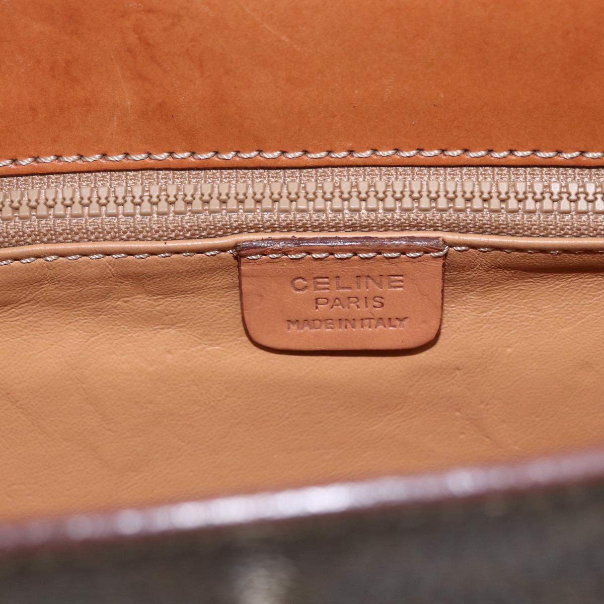 CELINE Macadam Canvas Shoulder Bag PVC Leather Brown Gold Auth 165981