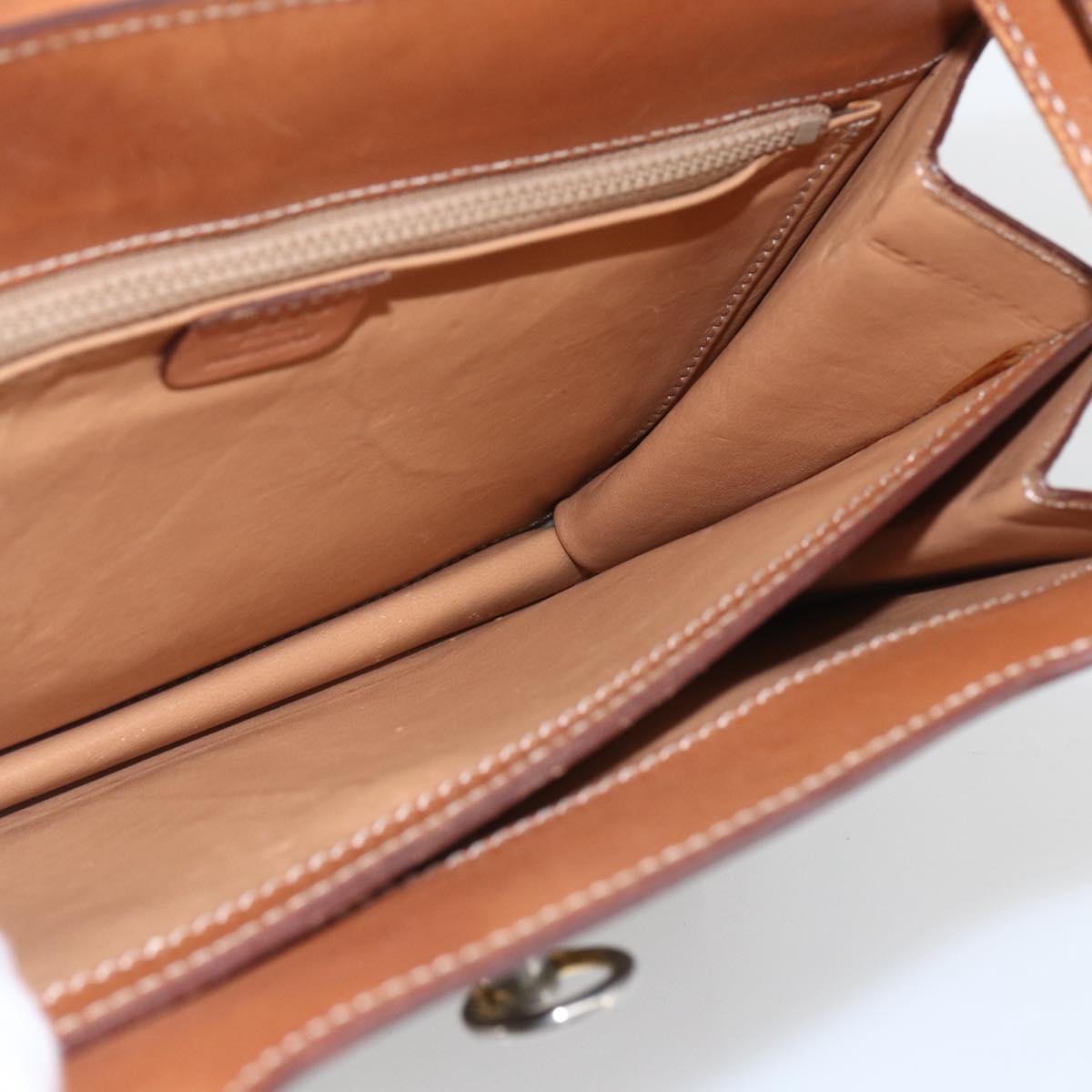 CELINE Macadam Canvas Shoulder Bag PVC Leather Brown Gold Auth 165981