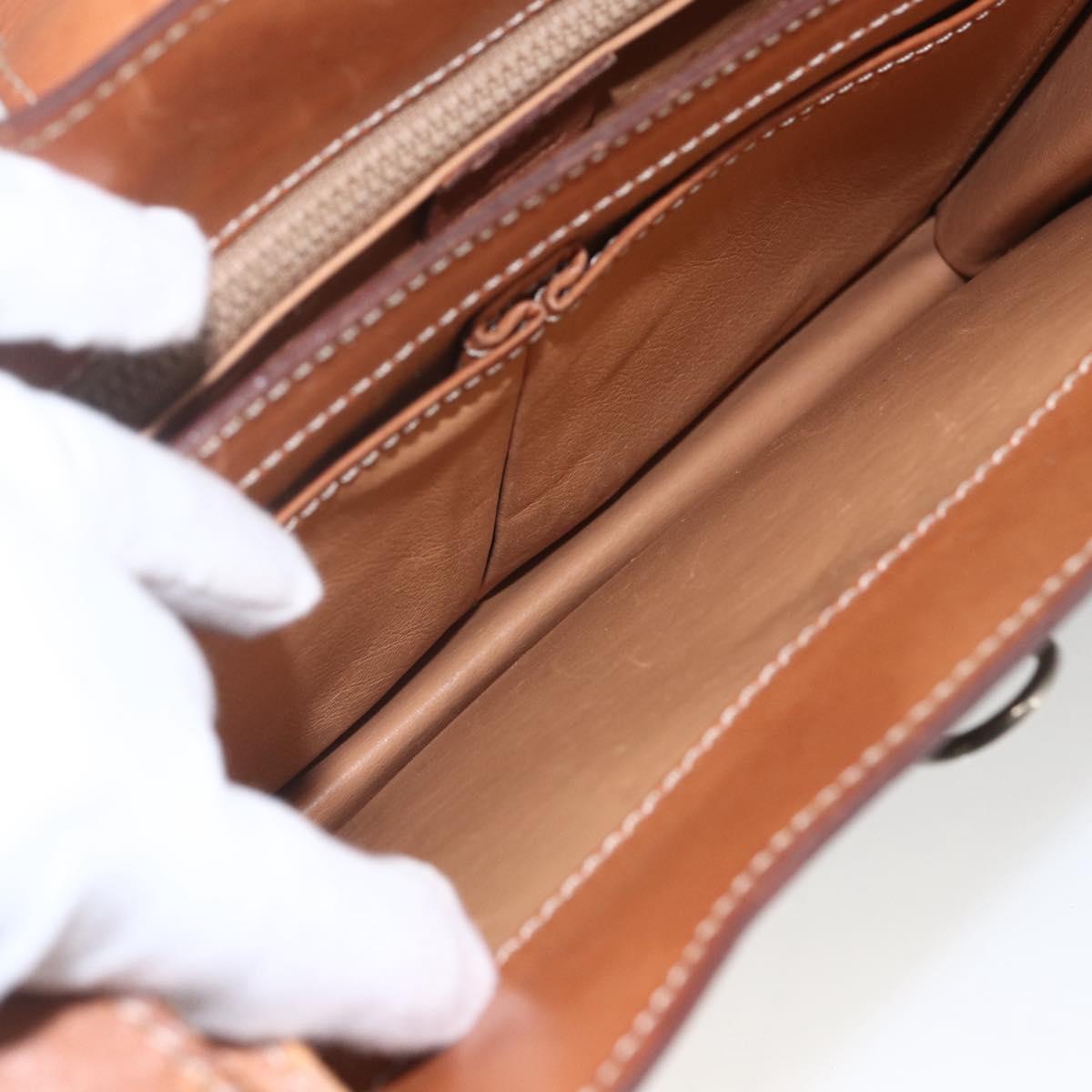 CELINE Macadam Canvas Shoulder Bag PVC Leather Brown Gold Auth 165981