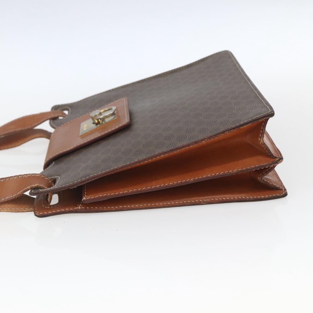 CELINE Macadam Canvas Shoulder Bag PVC Leather Brown Gold Auth 165981