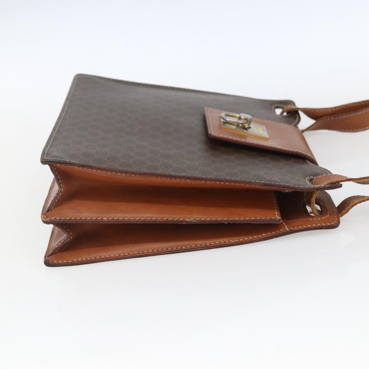 CELINE Macadam Canvas Shoulder Bag PVC Leather Brown Gold Auth 165981