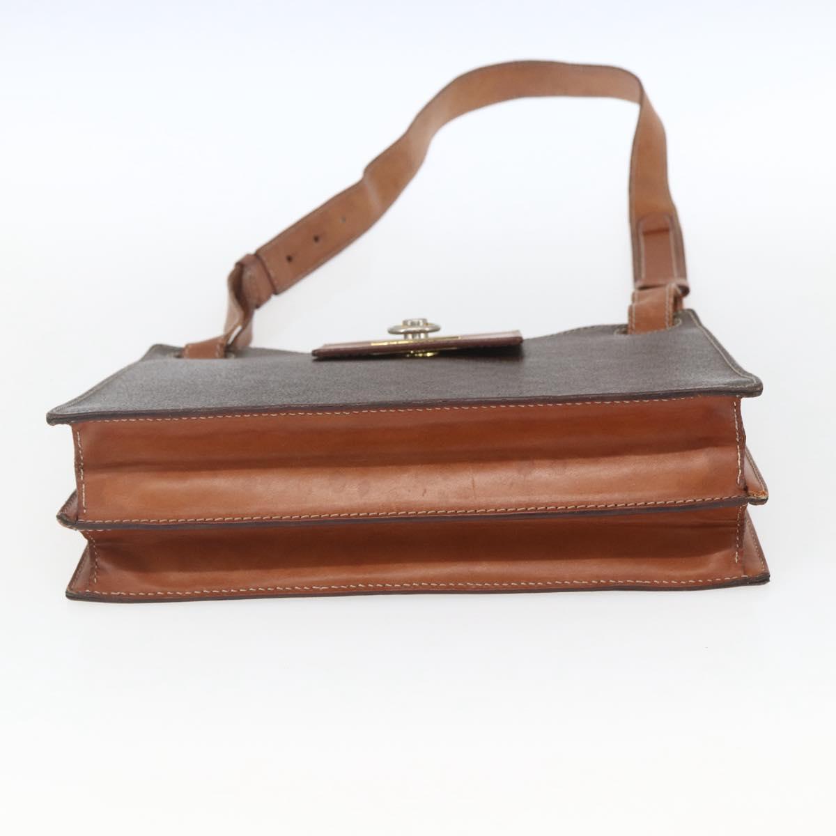 CELINE Macadam Canvas Shoulder Bag PVC Leather Brown Gold Auth 165981