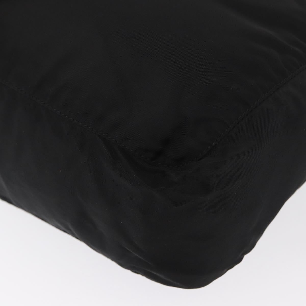 PRADA Hand Bag Nylon Black Silver Auth 165982