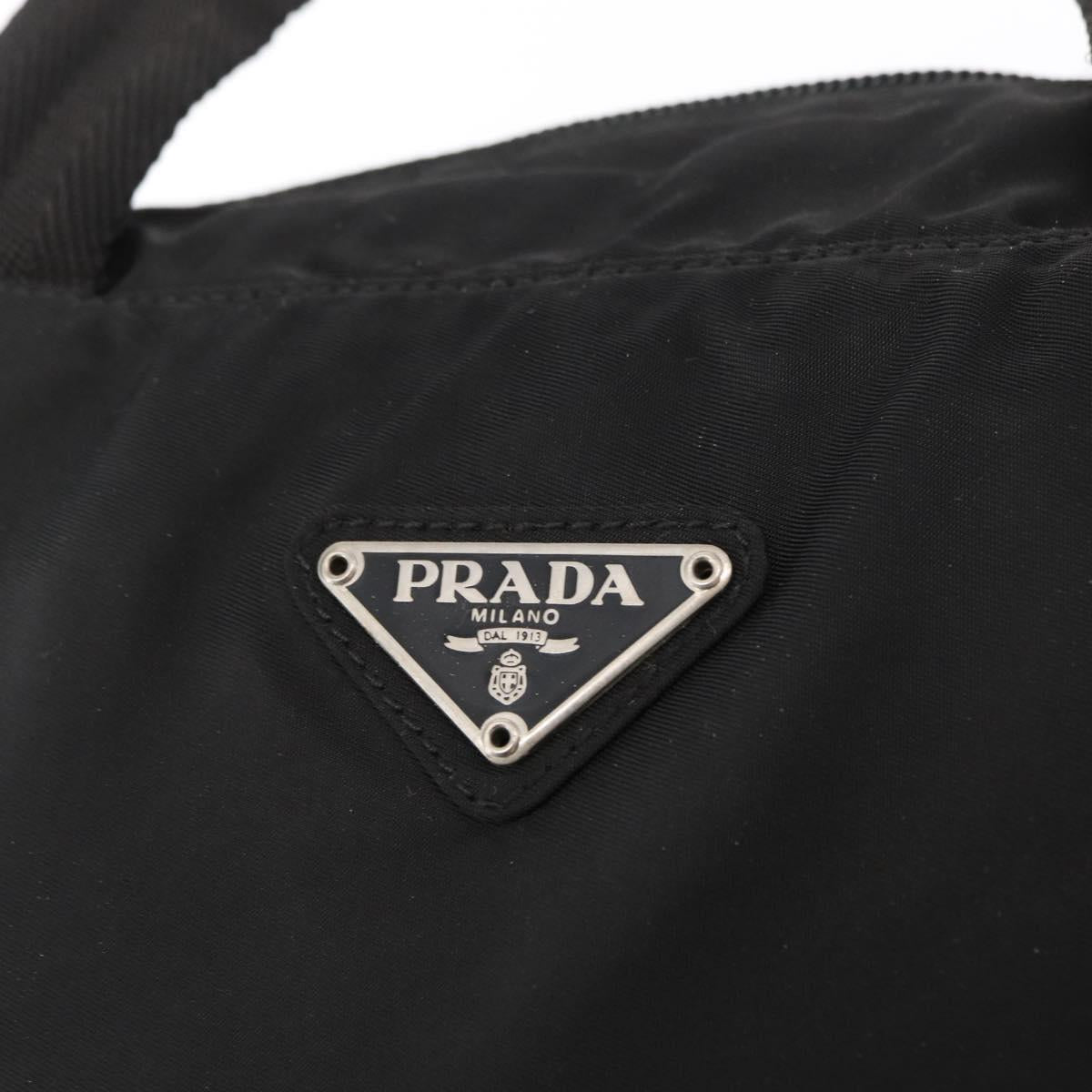 PRADA Hand Bag Nylon Black Silver Auth 165982