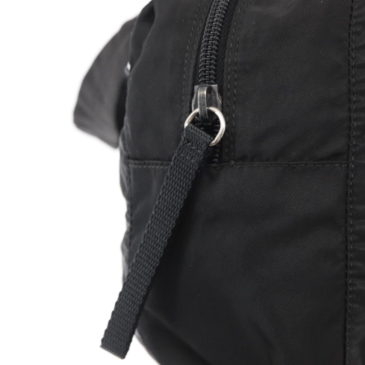 PRADA Hand Bag Nylon Black Silver Auth 165982