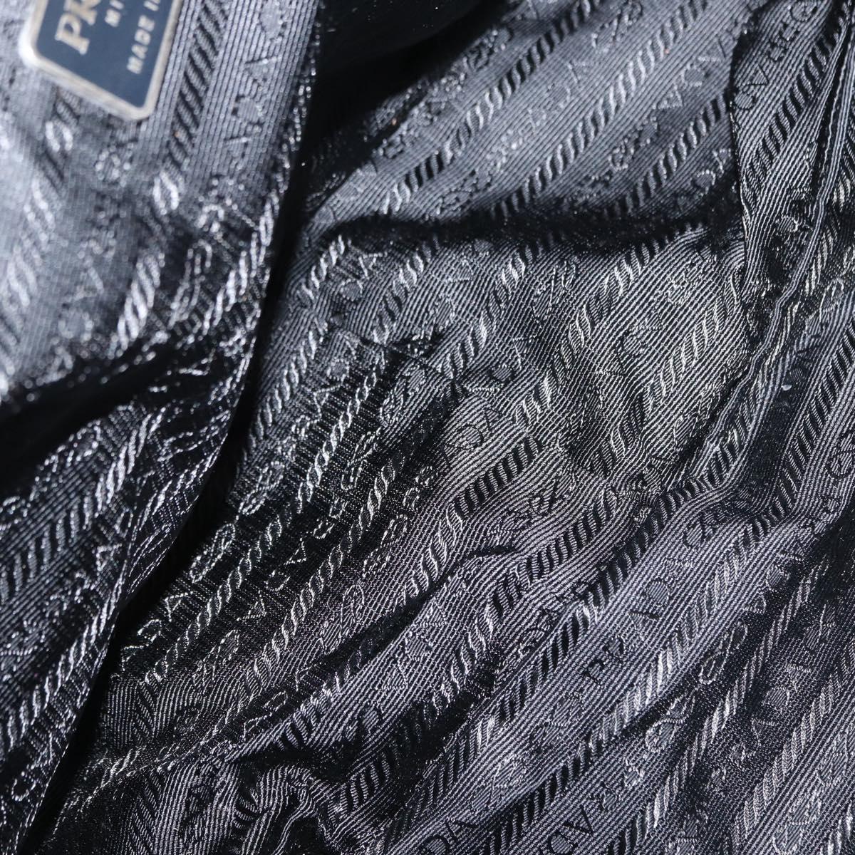 PRADA Hand Bag Nylon Black Silver Auth 165982