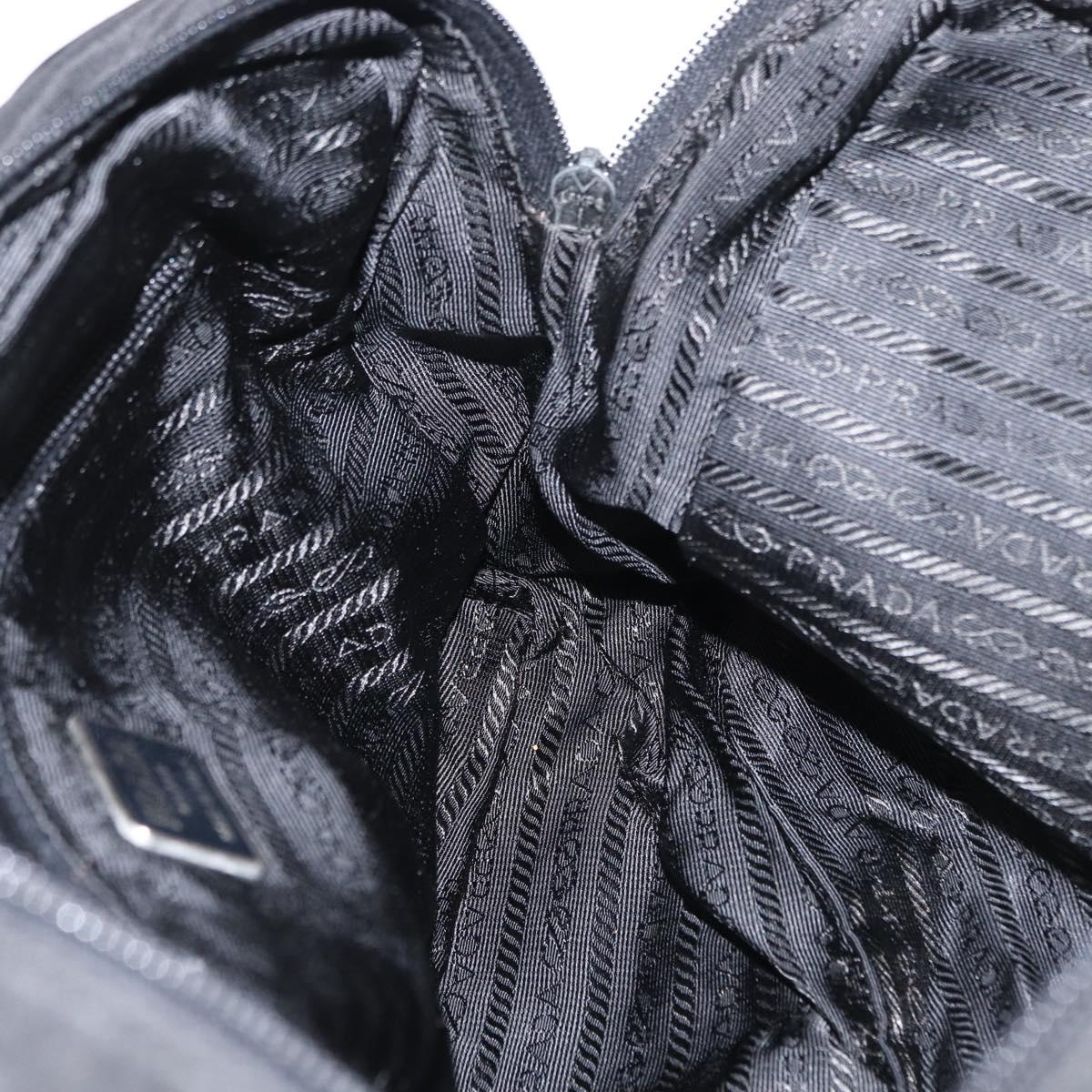 PRADA Hand Bag Nylon Black Silver Auth 165982