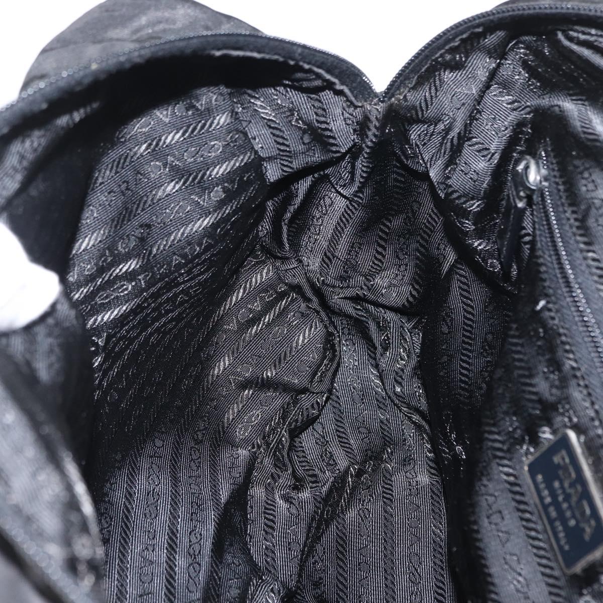 PRADA Hand Bag Nylon Black Silver Auth 165982