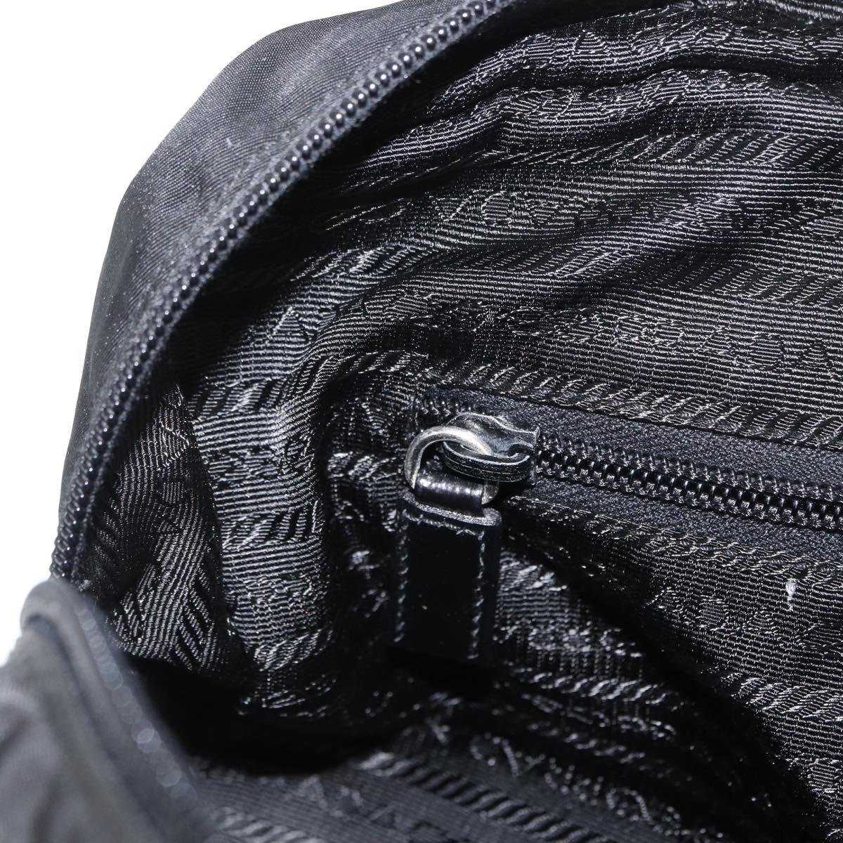 PRADA Hand Bag Nylon Black Silver Auth 165982
