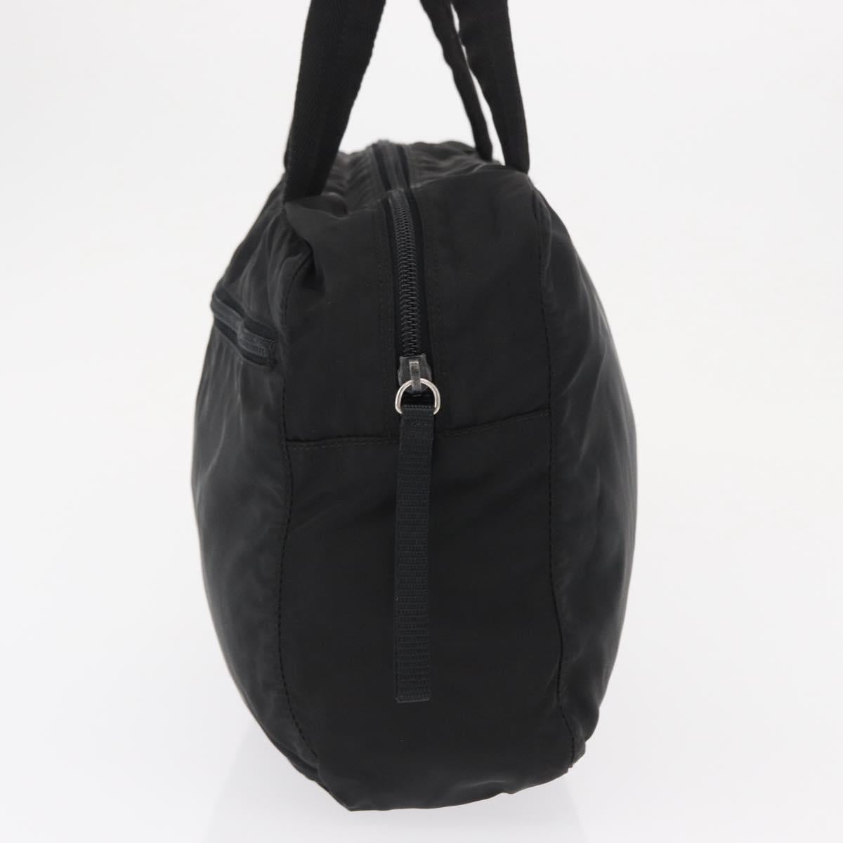 PRADA Hand Bag Nylon Black Silver Auth 165982
