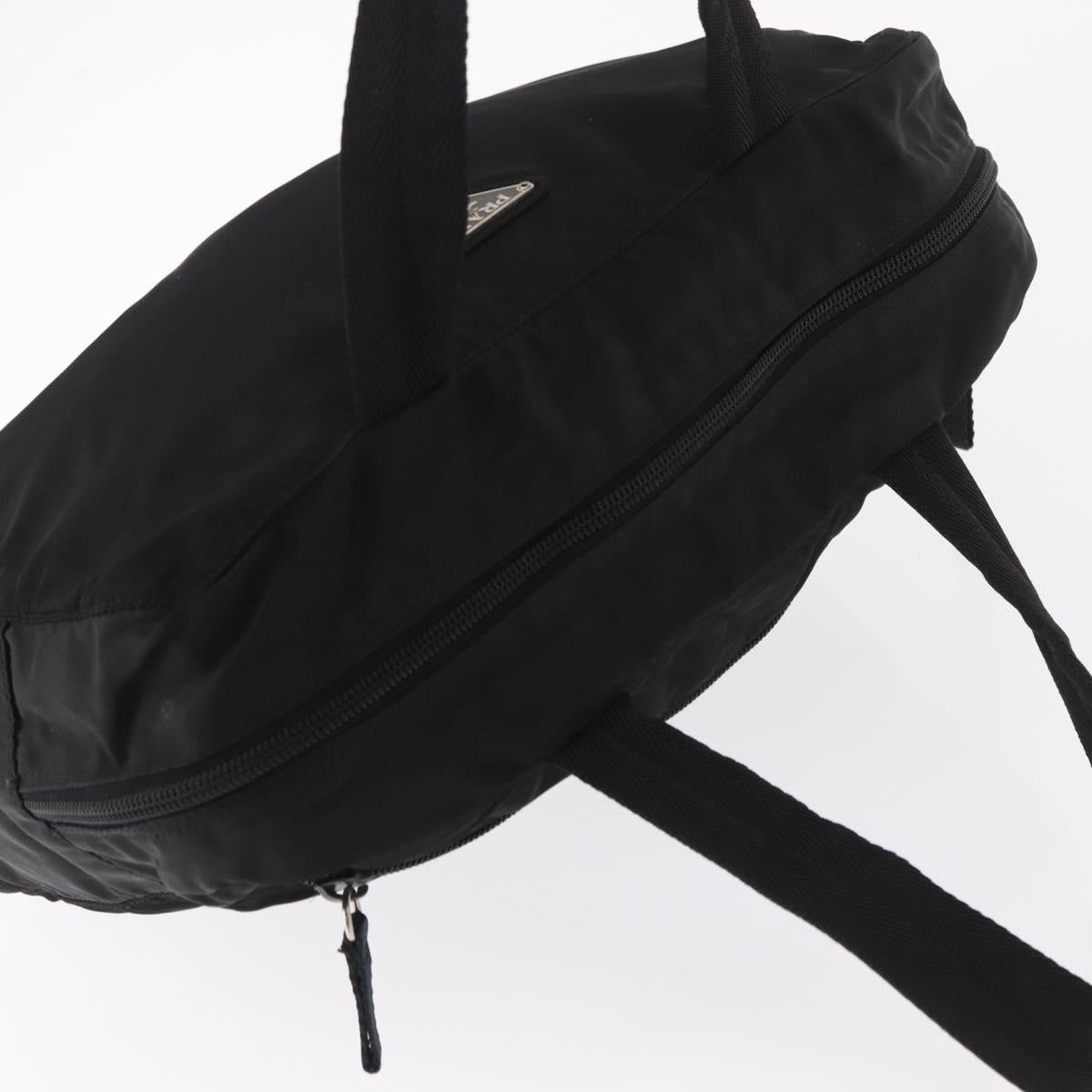 PRADA Hand Bag Nylon Black Silver Auth 165982